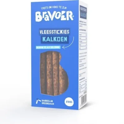 Bravoer vleesstickies Kalkoen 10 x 200gr