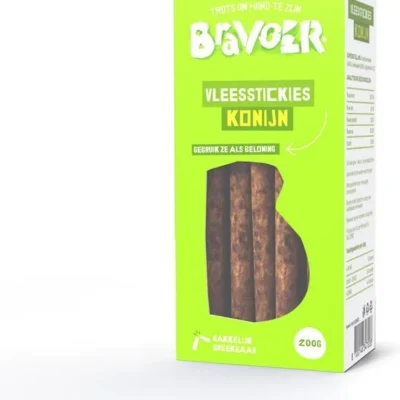 Bravoer vleesstickies Konijn 10 x 200gr